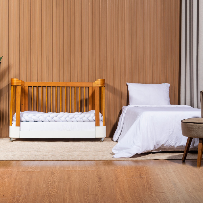 Edredom Berço/Mini Cama (Capa Duvet + Refil) Dupla face percal 200 fios 100% Algodão Branco - Constantini Baby