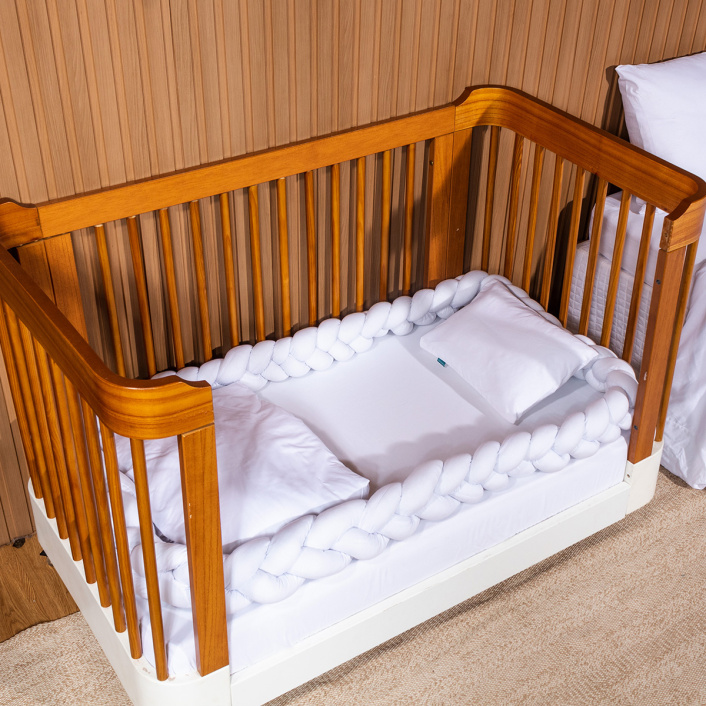 Edredom Berço/Mini Cama (Capa Duvet + Refil) Dupla face percal 200 fios 100% Algodão Branco - Constantini Baby