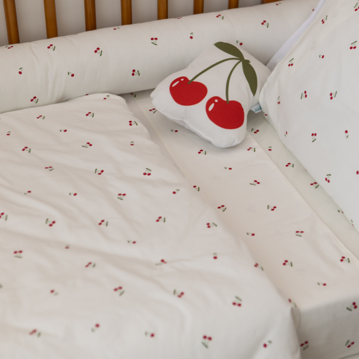 Edredom Berço/Mini Cama (Capa Duvet + Refil) Dupla face percal 200 fios 100% Algodão Cerejinha - Constantini Baby