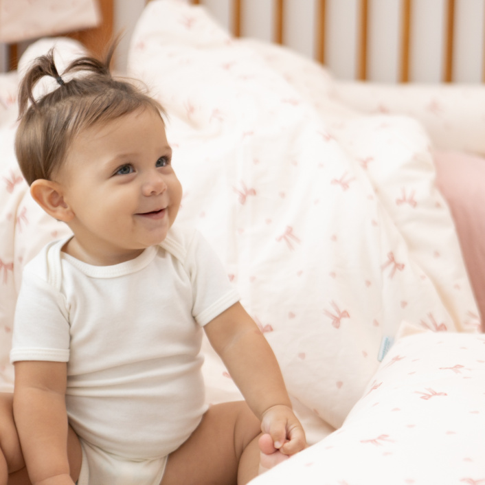 Edredom Berço/Mini Cama (Capa Duvet + Refil) Dupla face percal 200 fios 100% Algodão Lacinho Baby - Constantini Baby