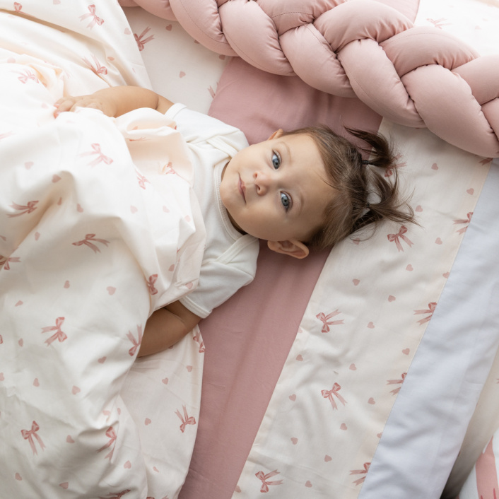 Edredom Berço/Mini Cama (Capa Duvet + Refil) Dupla face percal 200 fios 100% Algodão Lacinho Baby - Constantini Baby