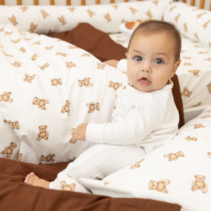 Edredom Berço/Mini Cama (Capa Duvet + Refil) Dupla face percal 200 fios 100% Algodão Ursinho - Constantini Baby