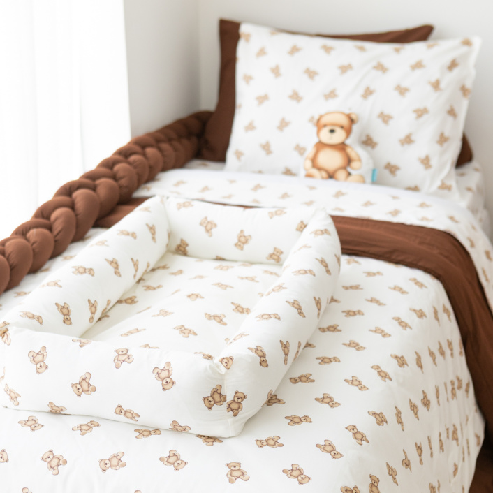 Edredom Solteiro (Capa Duvet + Refil) Dupla face percal 200 fios 100% Algodão Ursinho - Constantini Baby