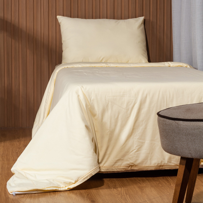 Edredom Solteiro (Capa Duvet + Refil) Dupla face percal 200 fios 100% Algodão Liso Amarelo Claro - Constantini Baby