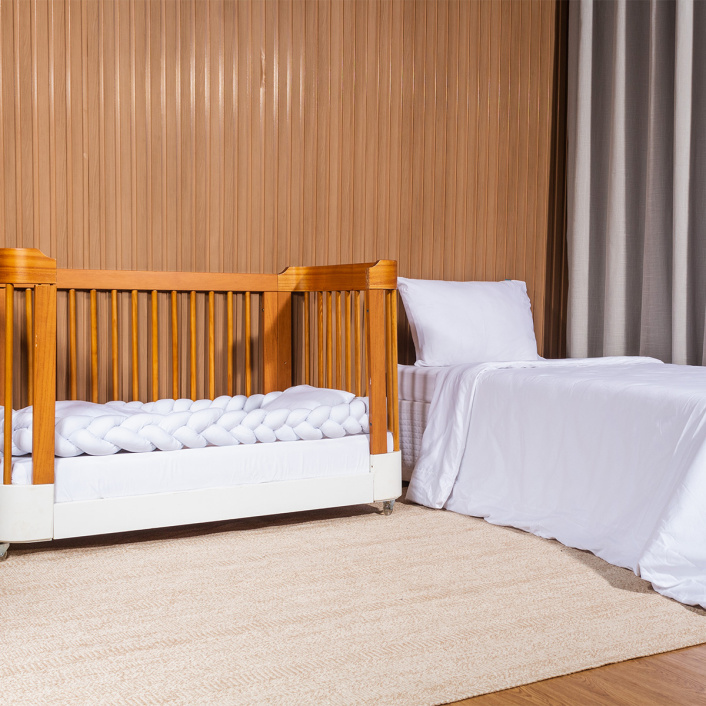 Edredom Solteiro (Capa Duvet + Refil) Dupla face percal 200 fios 100% Algodão Liso Branco - Constantini Baby