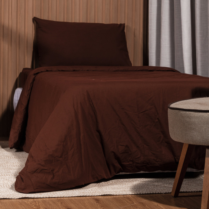 Edredom Solteiro (Capa Duvet + Refil) Dupla face percal 200 fios 100% Algodão Liso Marrom Chocolate - Constantini Baby