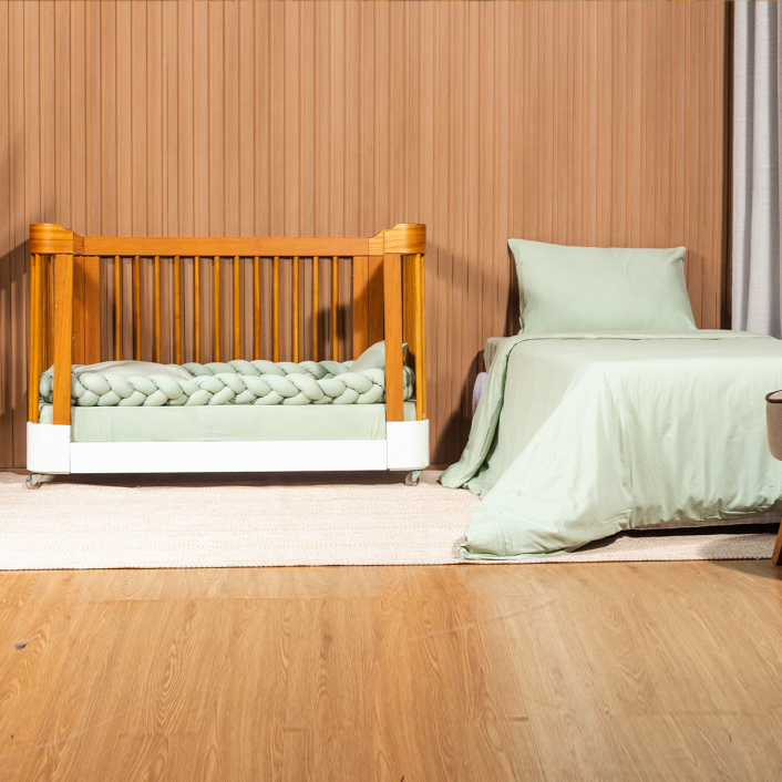 Jogo de Lençol 2 Peças Liso Mini Cama Percal 200 Fios 100% Algodão Erva Doce - Constantini Baby