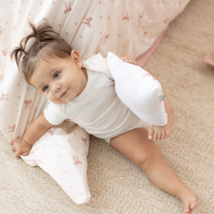 Jogo de Lençol 2 Peças Mini Berço Percal 200 Fios 100% Algodão Lacinho Baby - Constantini Baby