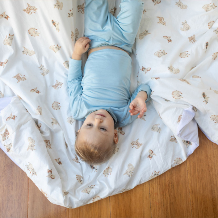 Jogo de Lençol 2 Peças Mini Cama Percal 200 Fios 100% Algodão Minha Gatinha - Constantini Baby