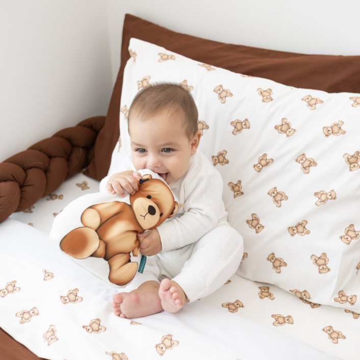 Jogo de Lençol 2 Peças Solteiro Percal 200 Fios 100% Algodão Ursinho - Constantini Baby