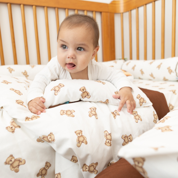 Jogo de lençol 3 Peças Percal 150 Fios 100% Algodão berço americano Ursinho - Constantini Baby