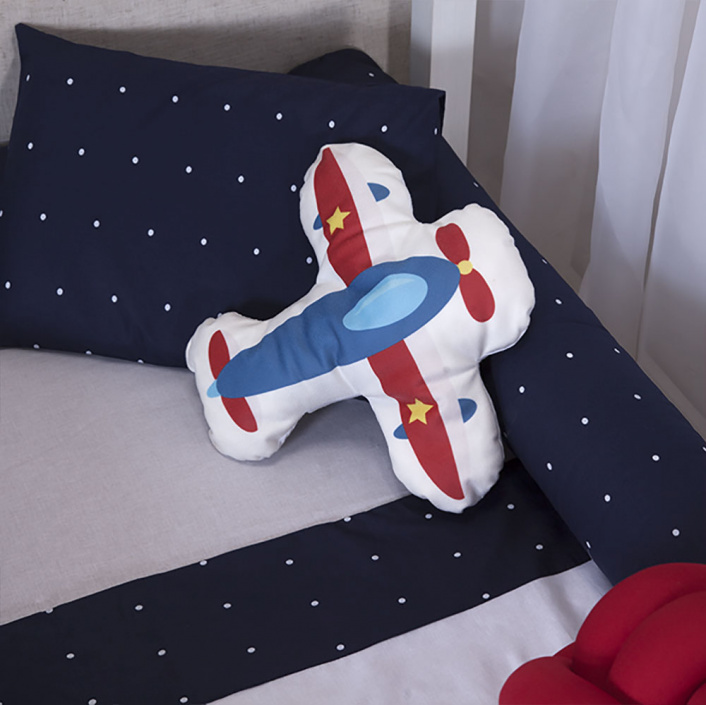 Jogo de lençol Montessoriano Mini Cama 3 Peças Percal 150 Fios 100% Algodão Poá Marinho - Constantini Baby