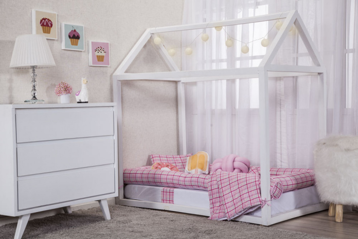 Jogo de lençol Montessoriano Mini Cama 3 Peças Percal 150 Fios 100% Algodão Xadrez Rosa - Constantini Baby