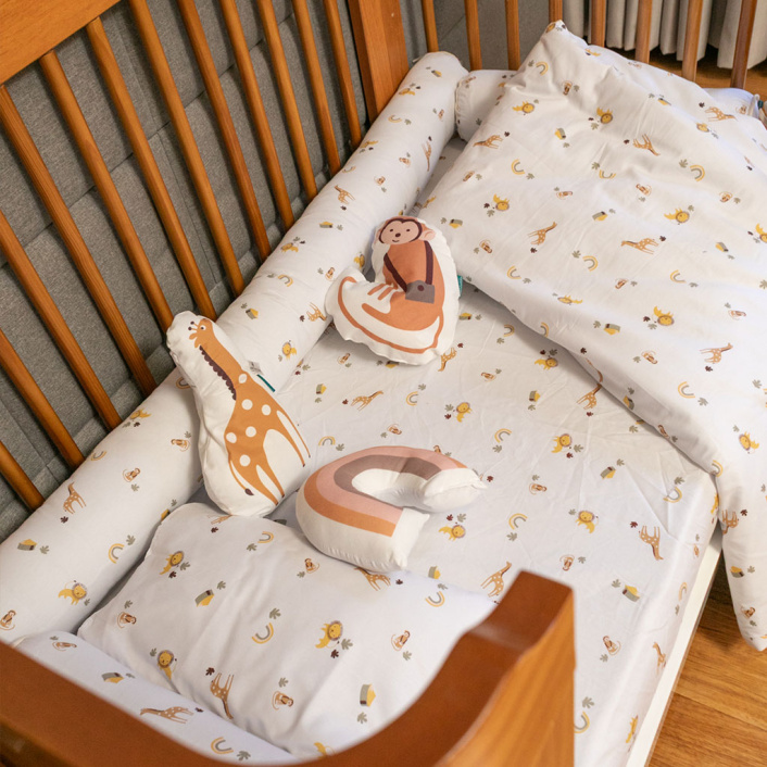 Jogo de lençol Montessoriano Mini Cama 3 Peças Percal 150 Fios 100% Algodão Boho Safari - Constantini Baby