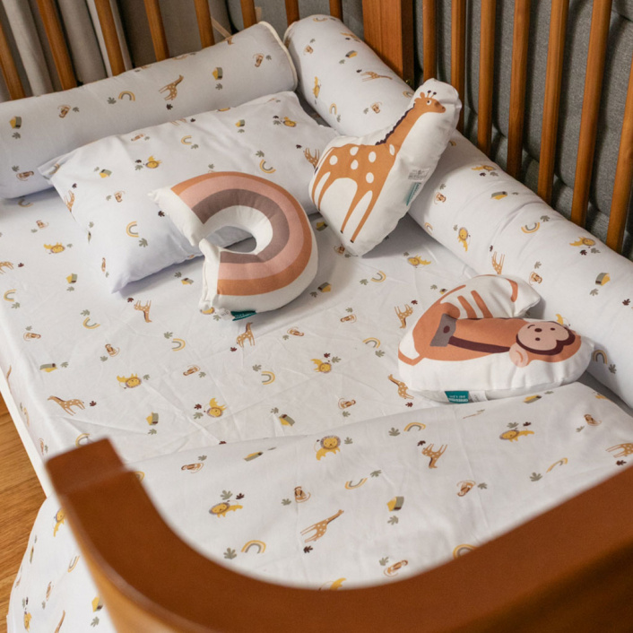 Jogo de lençol Montessoriano Mini Cama 3 Peças Percal 150 Fios 100% Algodão Boho Safari - Constantini Baby
