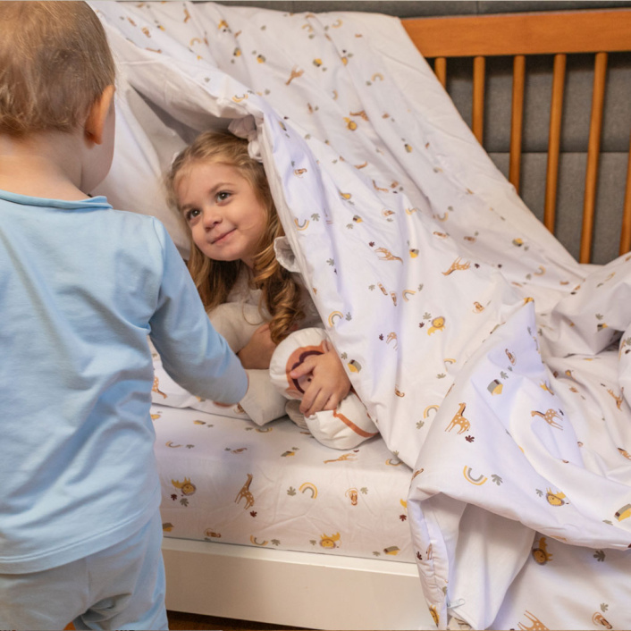 Jogo de lençol Montessoriano Mini Cama 3 Peças Percal 150 Fios 100% Algodão Boho Safari - Constantini Baby