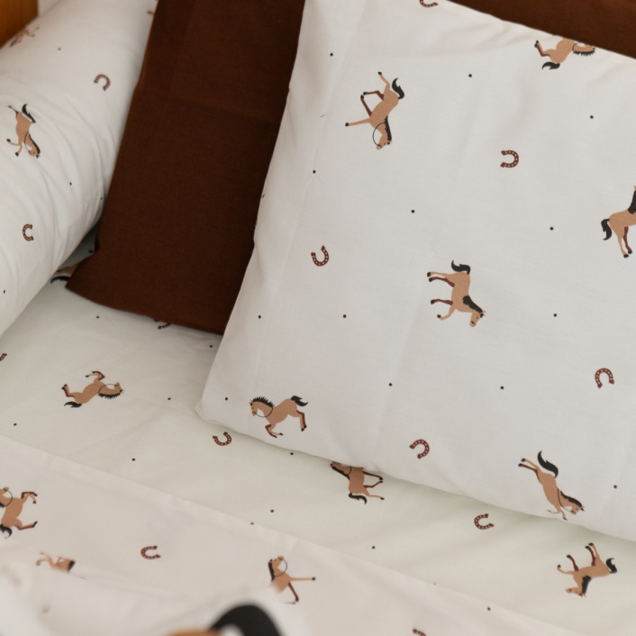 Jogo de lençol Montessoriano Mini Cama 3 Peças Percal 150 Fios 100% Algodão Cavalinho - Constantini Baby