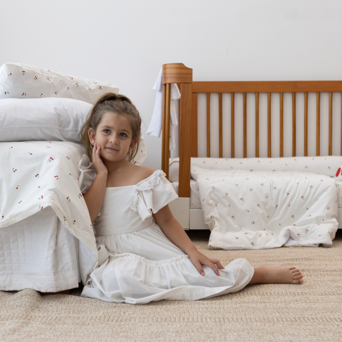 Jogo de lençol Montessoriano Mini Cama 3 Peças Percal 150 Fios 100% Algodão Cerejinha - Constantini Baby