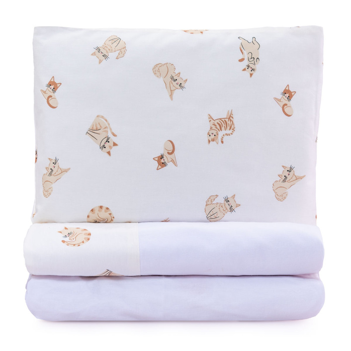 Jogo de lençol Montessoriano Mini Cama 3 Peças Percal 150 Fios 100% Algodão Minha Gatinha - Constantini Baby