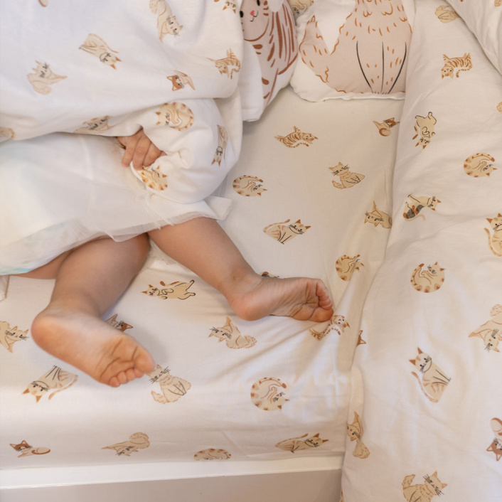 Jogo de lençol Montessoriano Mini Cama 3 Peças Percal 150 Fios 100% Algodão Minha Gatinha - Constantini Baby