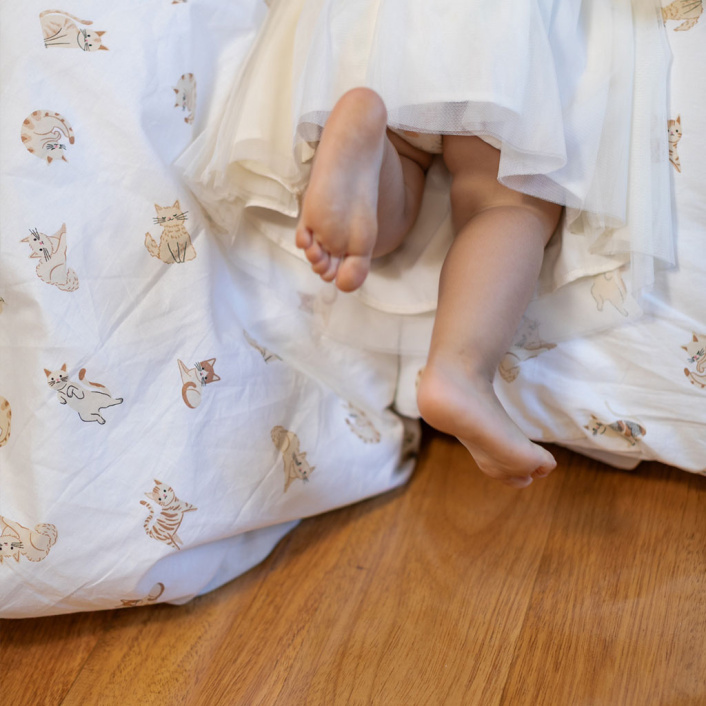 Jogo de lençol Montessoriano Mini Cama 3 Peças Percal 150 Fios 100% Algodão Minha Gatinha - Constantini Baby