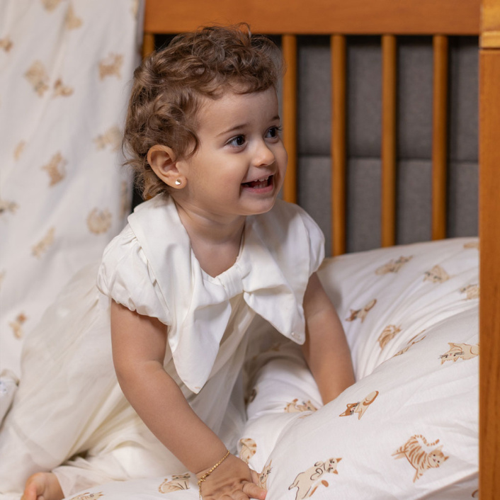 Jogo de lençol Montessoriano Mini Cama 3 Peças Percal 150 Fios 100% Algodão Minha Gatinha - Constantini Baby