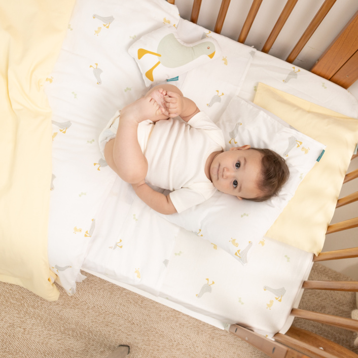 Jogo de lençol Montessoriano Mini Cama 3 Peças Percal 150 Fios 100% Algodão Patinho - Constantini Baby