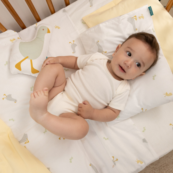 Jogo de lençol Montessoriano Mini Cama 3 Peças Percal 150 Fios 100% Algodão Patinho - Constantini Baby