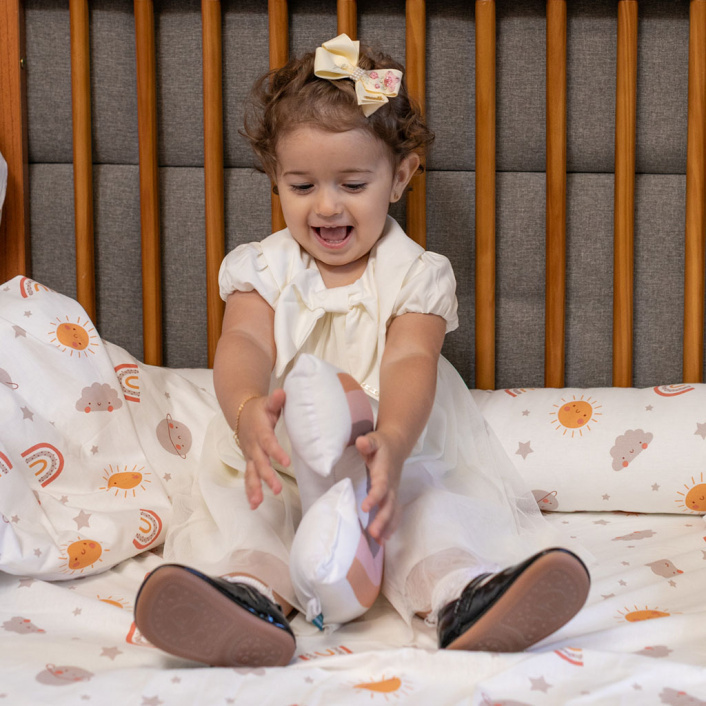 Jogo de lençol Montessoriano Mini Cama 3 Peças Percal 150 Fios 100% Algodão Sunshine - Constantini Baby