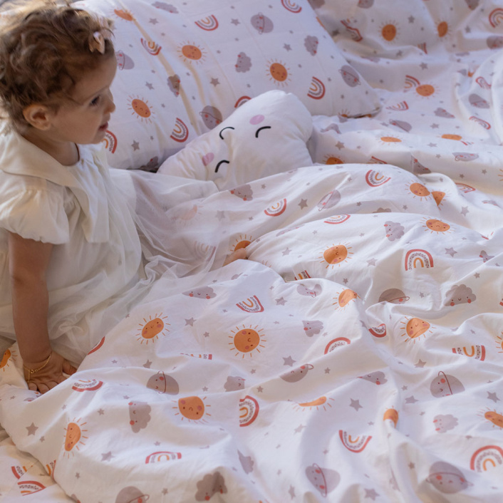 Jogo de lençol Montessoriano Mini Cama 3 Peças Percal 150 Fios 100% Algodão Sunshine - Constantini Baby