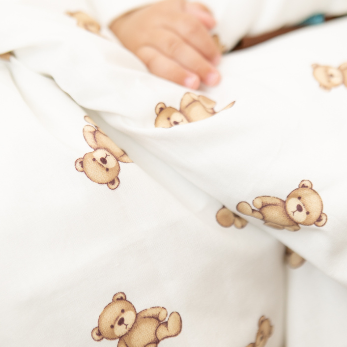 Jogo de lençol Montessoriano Mini Cama 3 Peças Percal 150 Fios 100% Algodão Ursinho - Constantini Baby