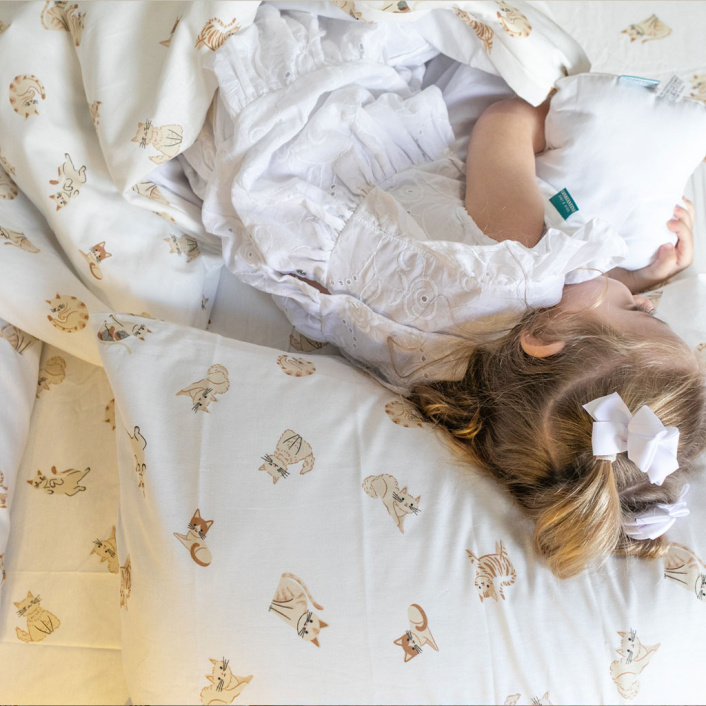 Kit Completo Solteiro (Edredom + Lençol) Percal 100% Algodão Minha Gatinha - Constantini Baby