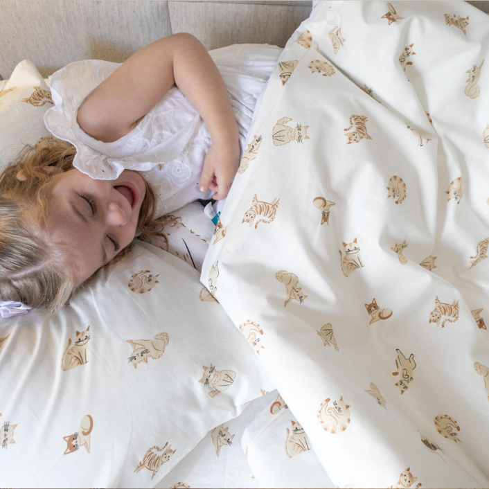 Kit Completo Solteiro (Edredom + Lençol) Percal 100% Algodão Minha Gatinha - Constantini Baby