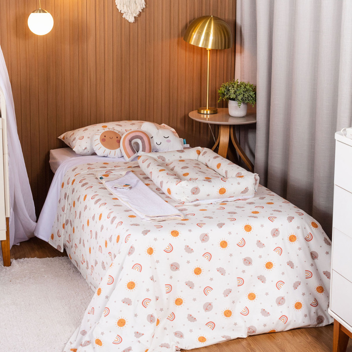 Kit Completo Solteiro (Edredom + Lençol) Percal 100% Algodão Sunshine - Constantini Baby