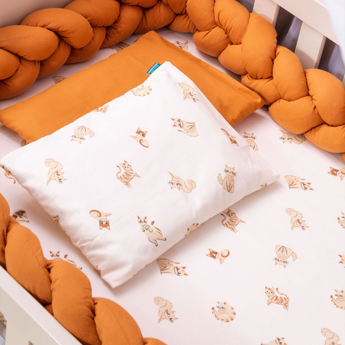 Kit Coordenado 2 Peças (Edredom + Fronha) Mini Cama Montessoriano Percal 100% Algodão Minha Gatinha - Constantini Baby
