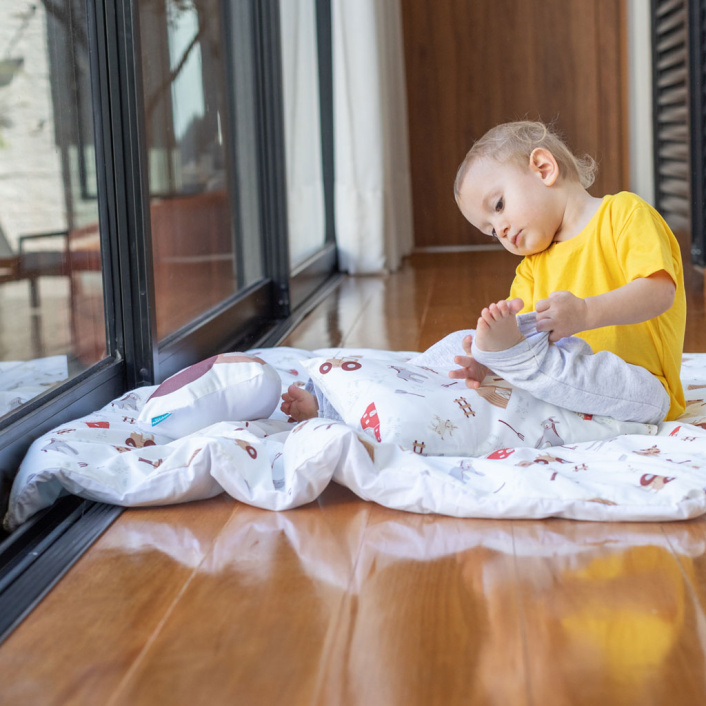 Kit Coordenado 3 Peças (Edredom + Fronha) Berço/Mini Cama Dupla Face Percal 100% Algodão Fazendinha - Constantini Baby