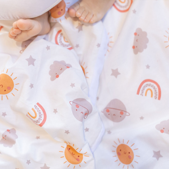 Kit Coordenado 3 Peças (Edredom + Fronha) Berço/Mini Cama Dupla Face Percal 100% Algodão Sunshine - Constantini Baby