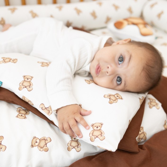 Kit Coordenado 3 Peças (Edredom + Fronha) Berço/Mini Cama Dupla Face Percal 100% Algodão Ursinho - Constantini Baby