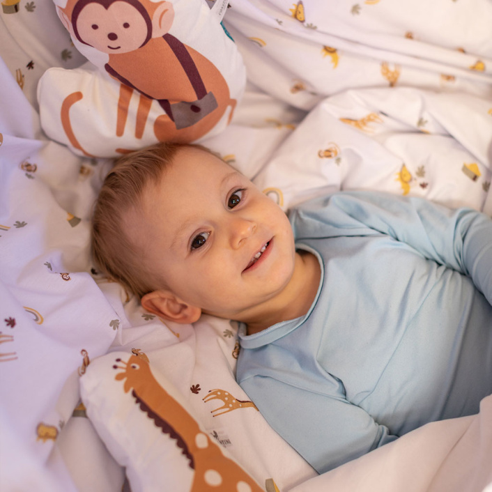 Kit Coordenado 4 Peças (Lençol 3 Peças + Edredom) para Berço Percal 100% Algodão Boho Safari - Constantini Baby