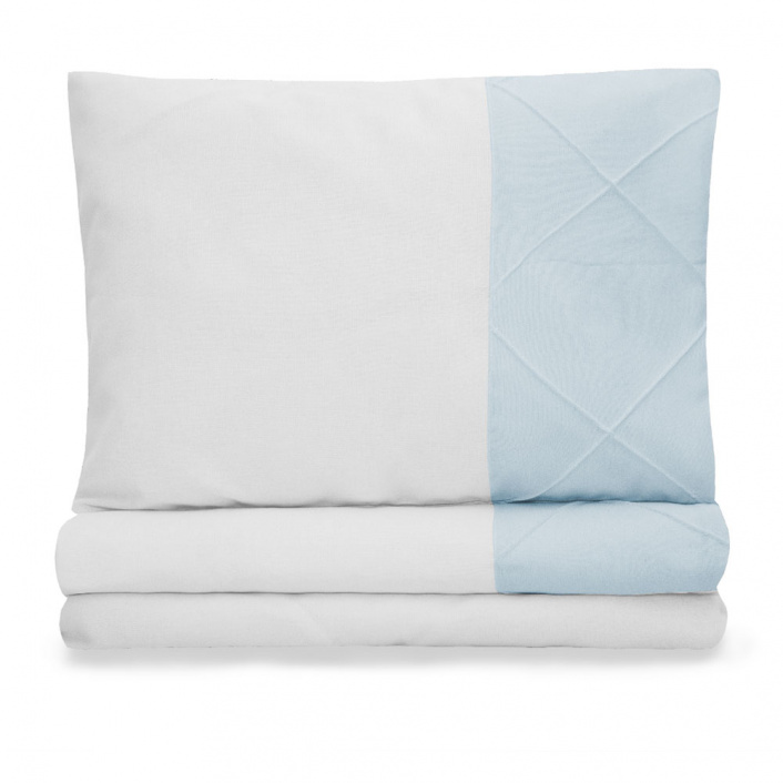 Kit Coordenado 4 Peças(Lençol 3 Peças + Edredom ) para Mini Cama Percal 100% Algodão Blue Azul - Constantini Baby