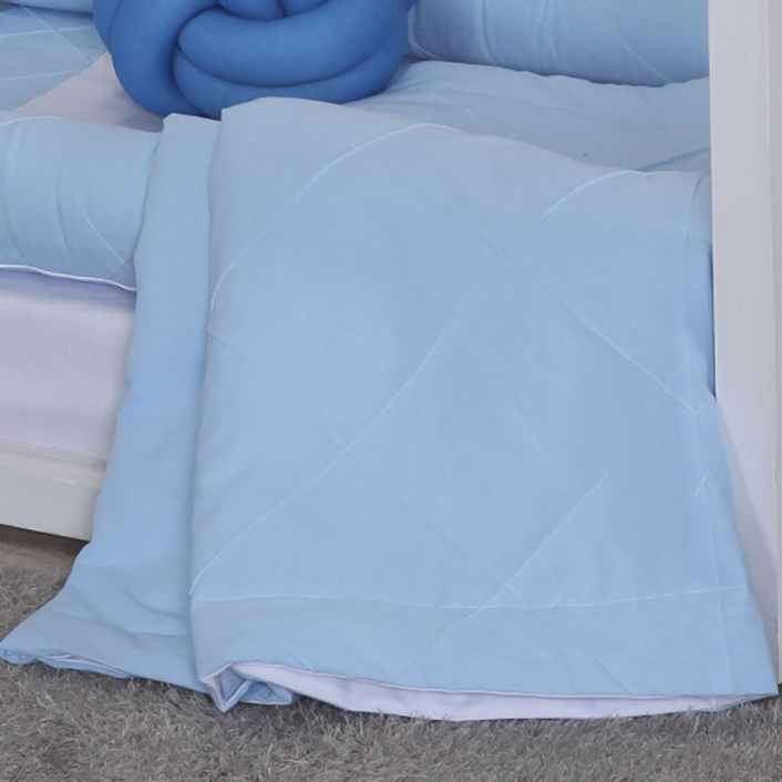 Kit Coordenado 4 Peças(Lençol 3 Peças + Edredom ) para Mini Cama Percal 100% Algodão Blue Azul - Constantini Baby