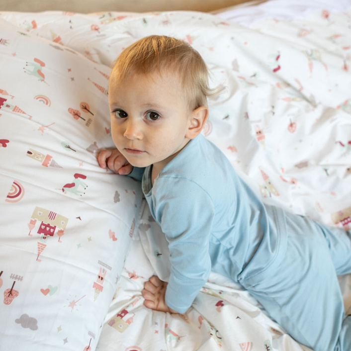 Kit Coordenado 5 Peças (Lençol 3 Peças + Edredom) para Berço Percal 100% Algodão Conto de Fadas - Constantini Baby