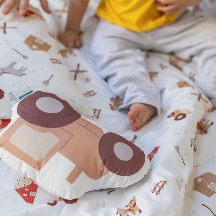 Kit Coordenado 5 Peças (Lençol 3 Peças + Edredom) para Berço Percal 100% Algodão Fazendinha - Constantini Baby