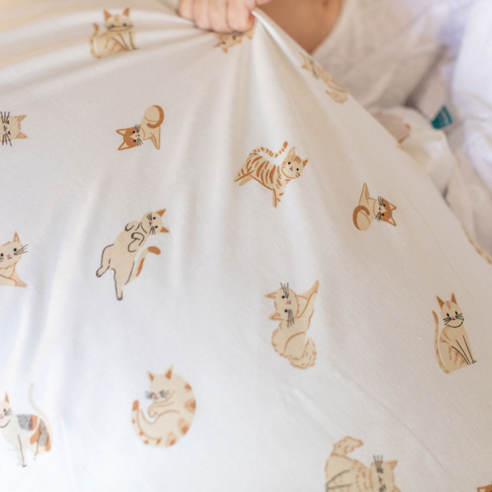 Kit Coordenado 5 Peças(Lençol 3 Peças + Edredom ) para Mini Cama Percal 100% Algodão Minha Gatinha - Constantini Baby