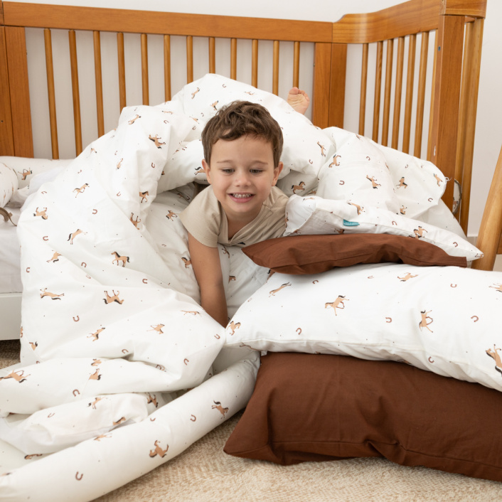 Kit Coordenado básico para Mini Cama 5 Peças Percal 100% Algodão Cavalinho - Constantini Baby