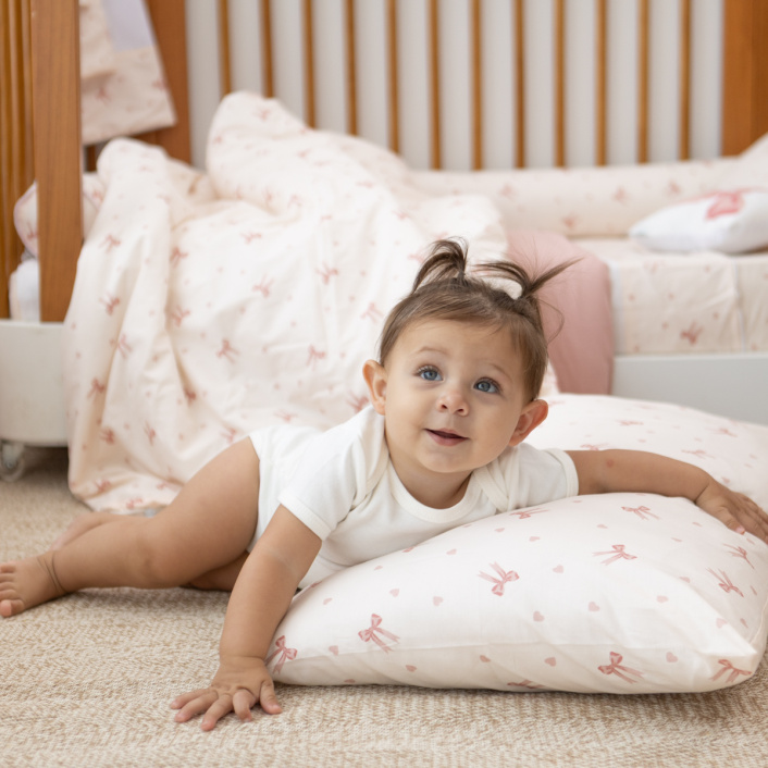 Kit Coordenado básico para Mini Cama 5 Peças Percal 100% Algodão Lacinho Baby - Constantini Baby