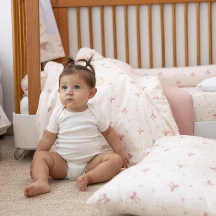 Kit Coordenado básico para Mini Cama 5 Peças Percal 100% Algodão Lacinho Baby - Constantini Baby