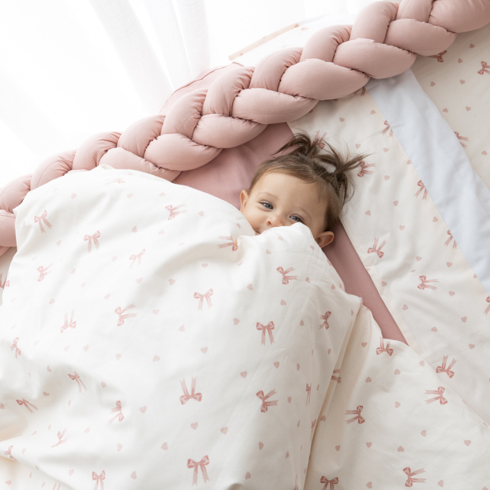 Kit Coordenado básico para Mini Cama 5 Peças Percal 100% Algodão Lacinho Baby - Constantini Baby