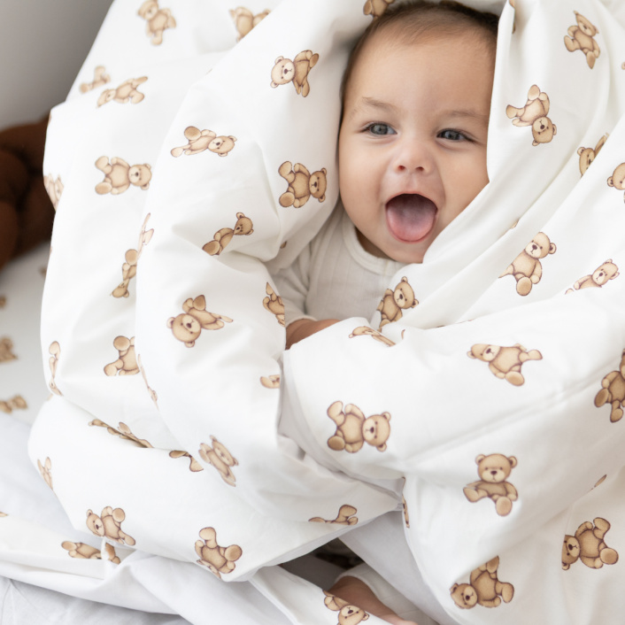 Kit Coordenado básico para Mini Cama 5 Peças Percal 100% Algodão Ursinho - Constantini Baby