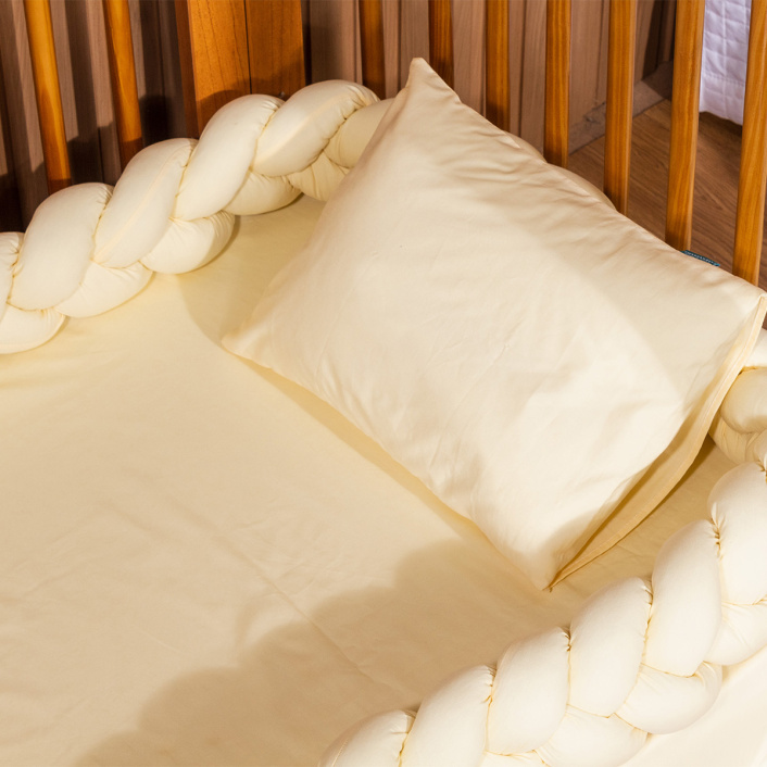 Kit Coordenado para Mini Cama 5 Peças 100% Algodão Percal 200 Fios Amarelo Claro - Constantini Baby